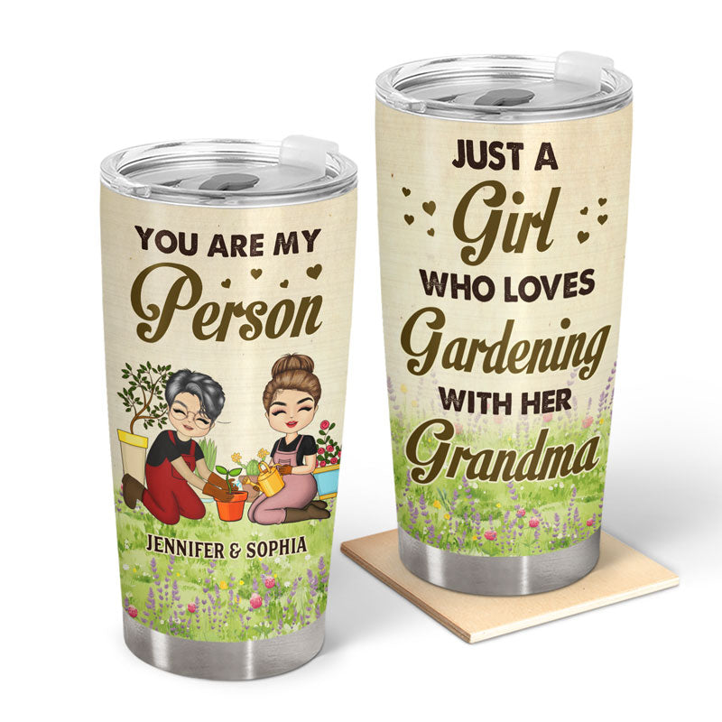 A Girl Who Loves Gardening With Her Grandma Mother Auntie - Gift For Family - Personalized Custom Tumbler