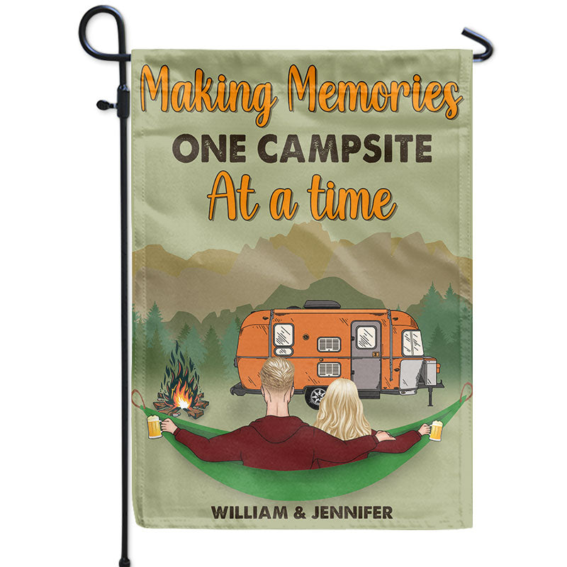 Camping Making Memories Husband And Wife - Gift For Couple - Personalized Custom Flag
