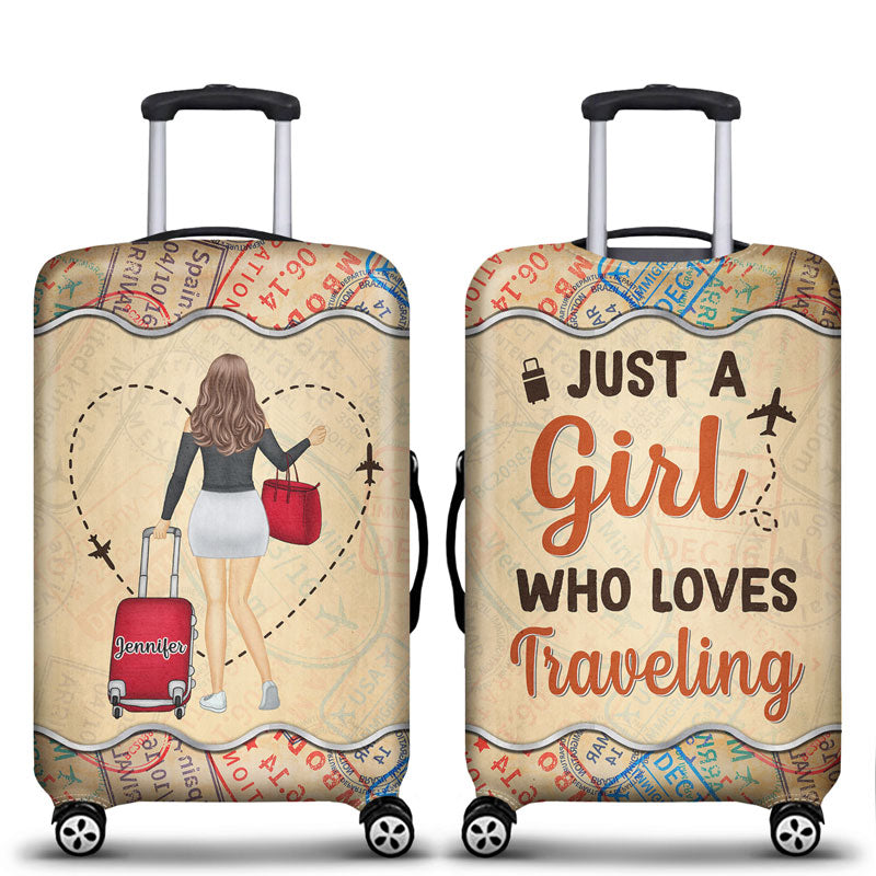 A Girl Who Loves Traveling - Gift For Travel Lovers - Personalized Custom Luggage Cover