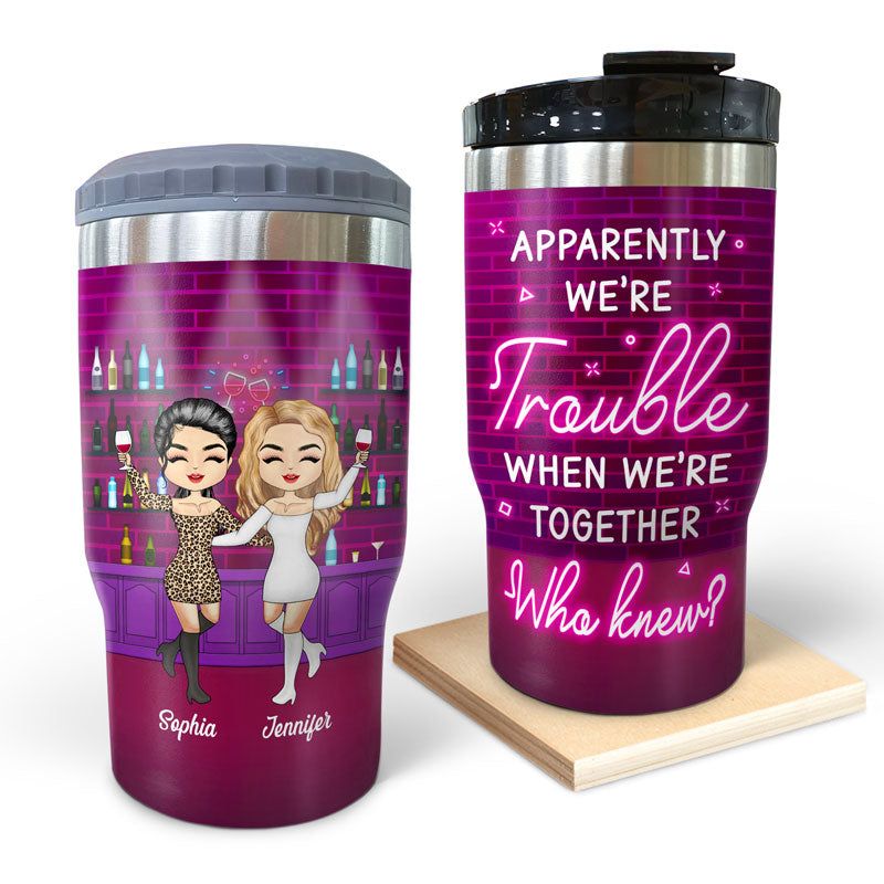Friendship Trouble When We're Together - Gift For Bestie - Personalized Custom Triple 3 In 1 Can Cooler