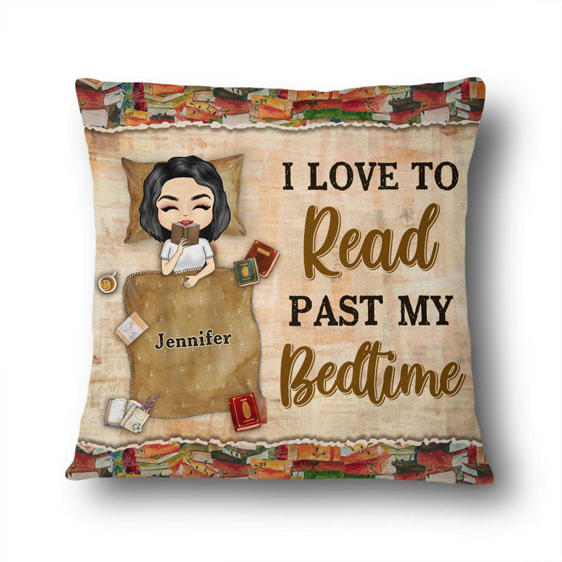 Chibi Girl I Love To Read Past My Bedtime - Gift For Reading Lovers - Personalized Custom Pillow