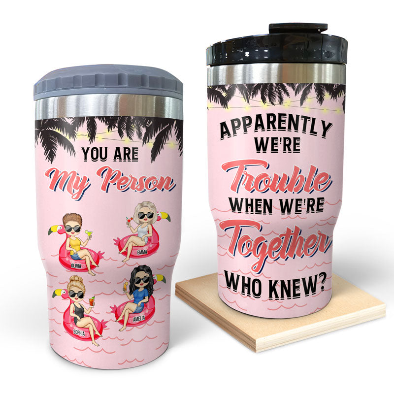 Beach Best Friend Apparently We're Trouble When We're Together - Gift For Bestie - Personalized Custom Triple 3 In 1 Can Cooler