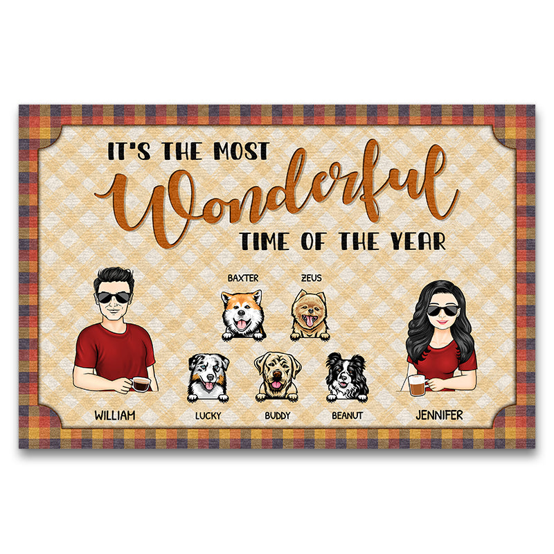 Couple The Most Wonderful Time Of The Year Husband Wife - Gift For Dog Lovers - Personalized Custom Doormat