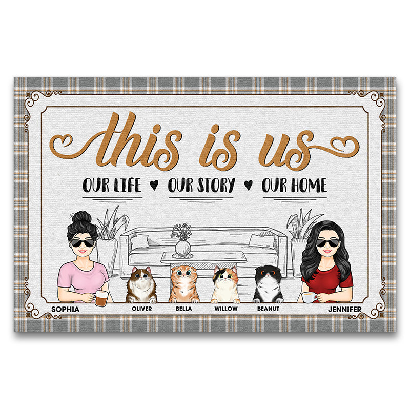 This Is Us Couple Husband Wife - Gift For Cat Lovers - Personalized Custom Doormat