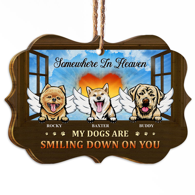 Somewhere In Heaven - Dog Memorial Gifts - Personalized Custom Wooden Ornament