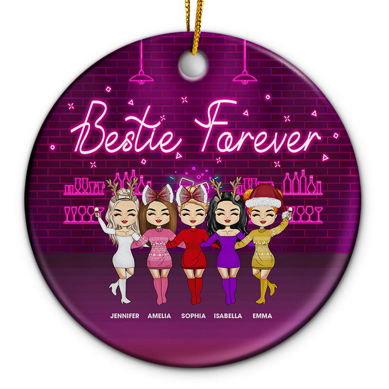 Bestie Forever - Christmas Gift For Bestie - Personalized Custom Circle Ceramic Ornament
