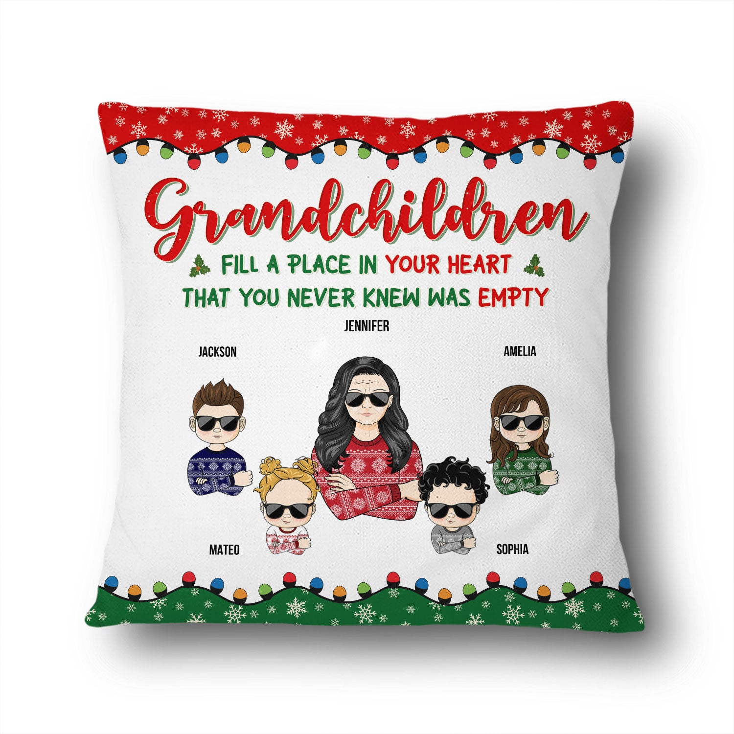 Grandchildren Fill A Place In Your Heart - Christmas Gift For Family - Personalized Custom Pillow