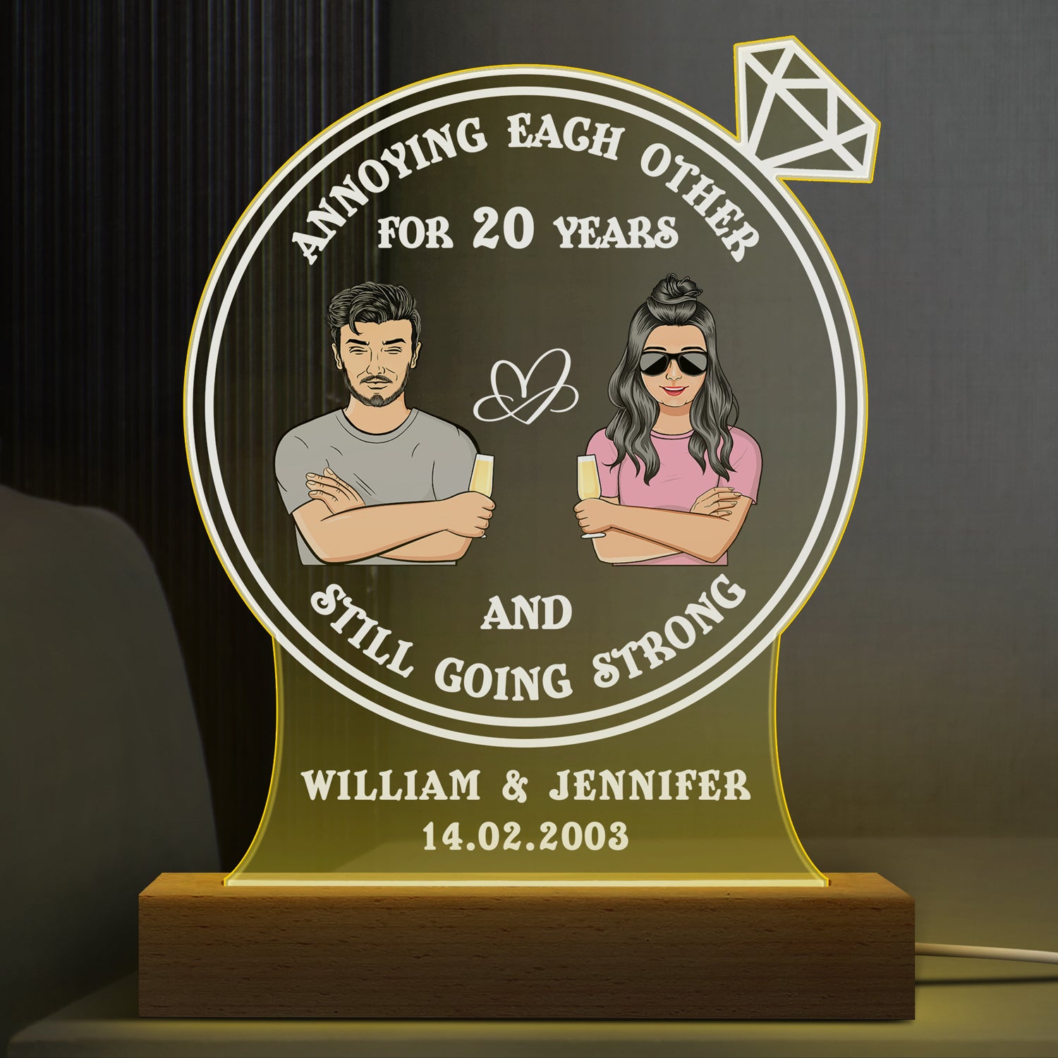 Annoying Each Other - Gift For Couples - Personalized Custom 3D Led Light Wooden Base