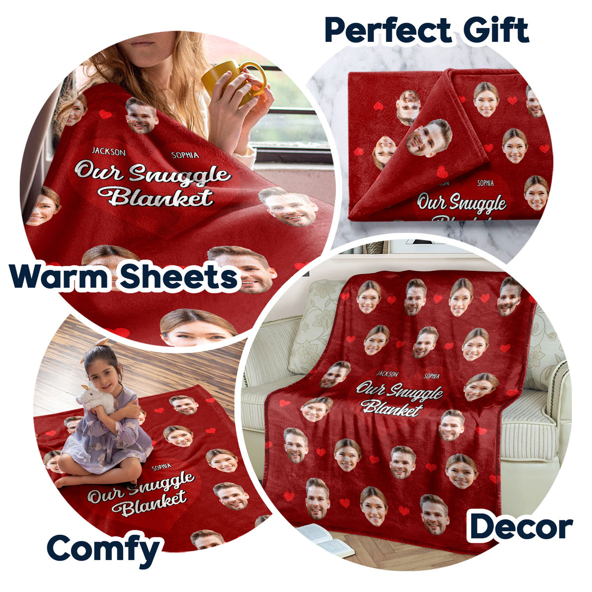 Custom Photo Face Couple Our Snuggle Blanket Custom Photo T For C Wander Prints™ 1147