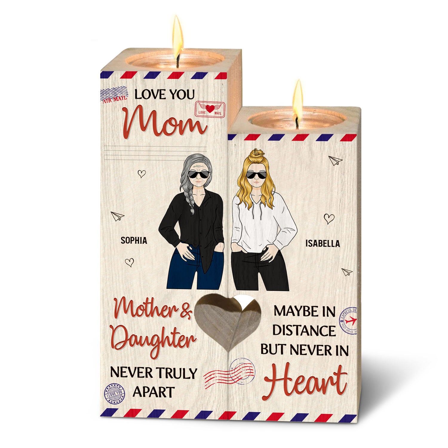 Mother And Daughter Never Truly Apart - Mother Gift - Personalized Custom Candle Holder