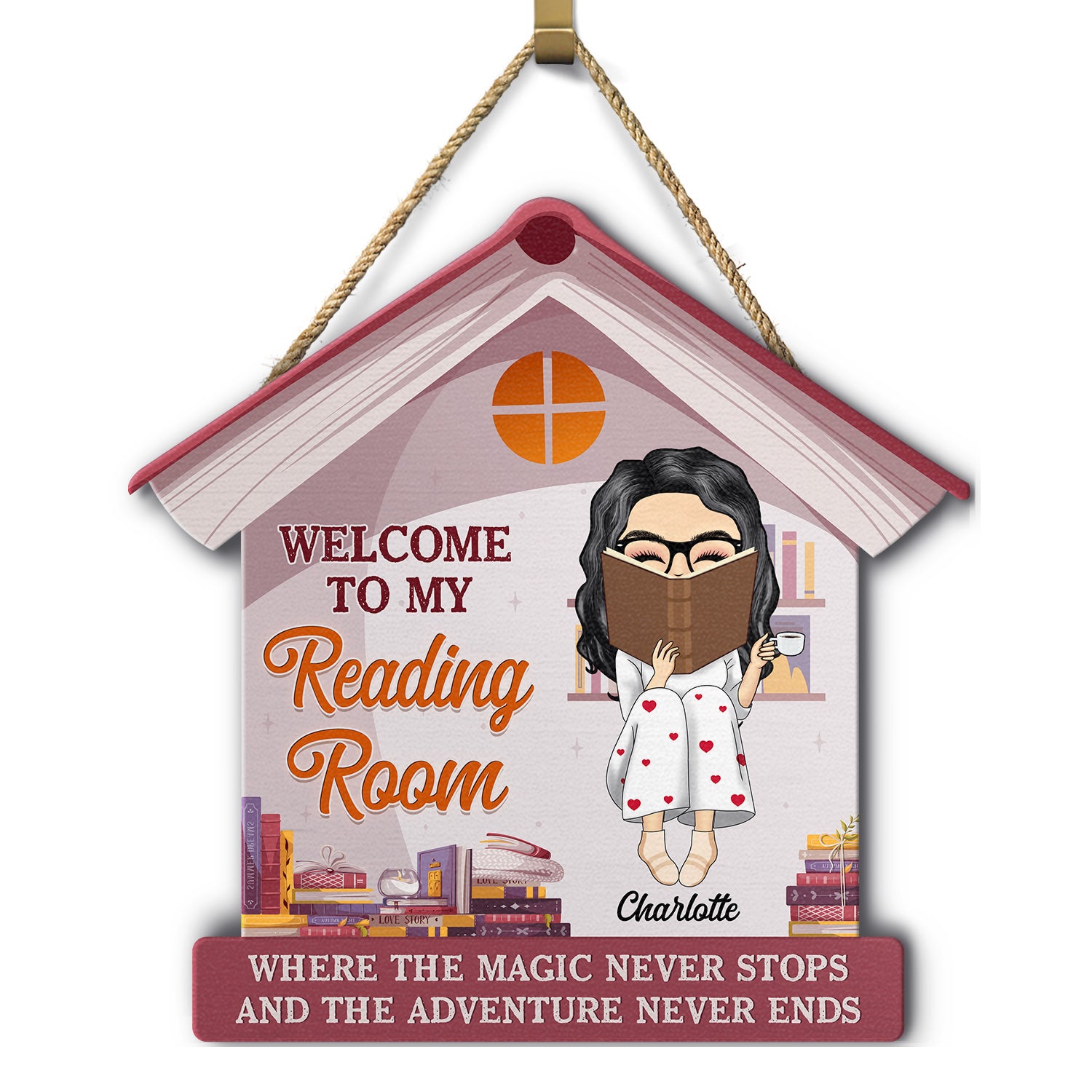 Welcome To My Reading Room - Gift For Book Lovers - Personalized Custom Shaped Wood Sign