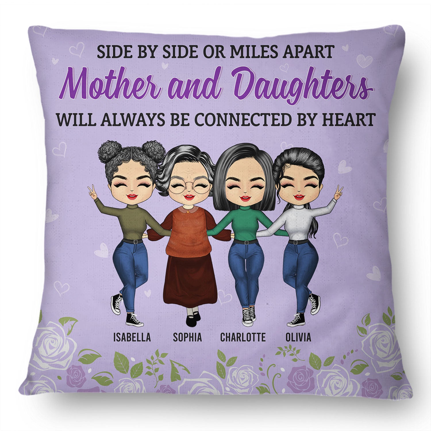 Side By Side Or Miles Apart - Gift For Mom - Personalized Custom Pillow
