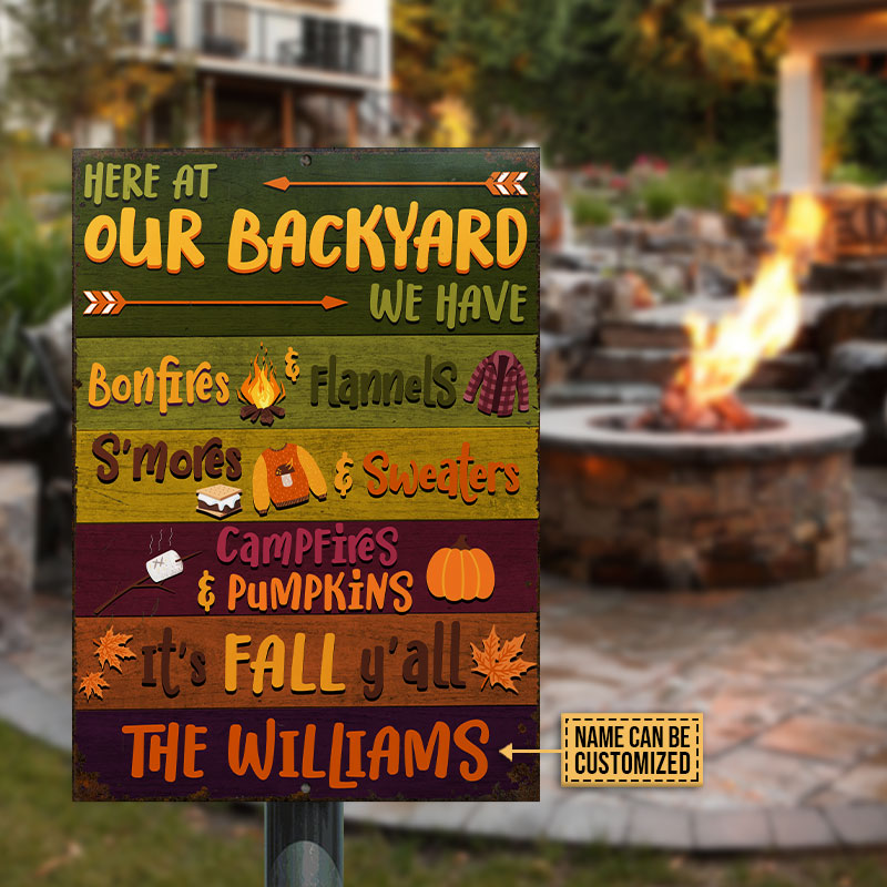 Autumn Campfires & Pumpkins Custom Classic Metal Signs, Fall Gift, Fall Decor, Outdoor Decorating Ideas