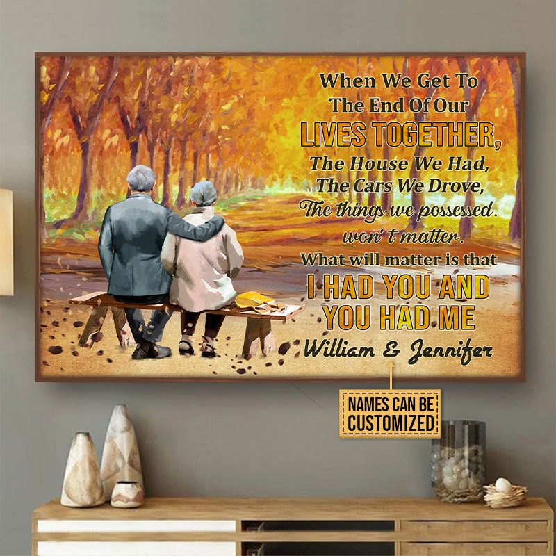 Autumn Family Old Couple You Had Me Custom Poster, Couple Gift, Family Gift, Husband & Wife, Anniversary