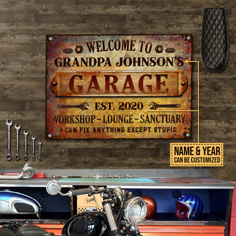 Auto Mechanic Rustic Garage Except Stupid Custom Classic Metal Signs, Grandpa Gift, Auto Mechanic Gift