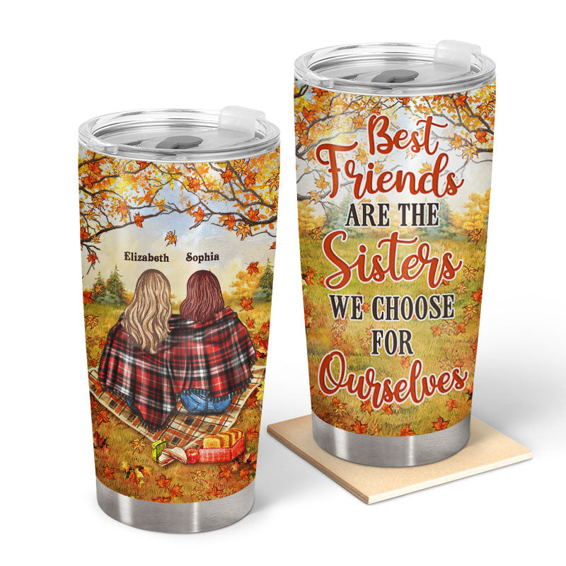 Personalized Autumn Flannel Bestie Choose For Ourselves Custom Tumbler, Gift For BFF