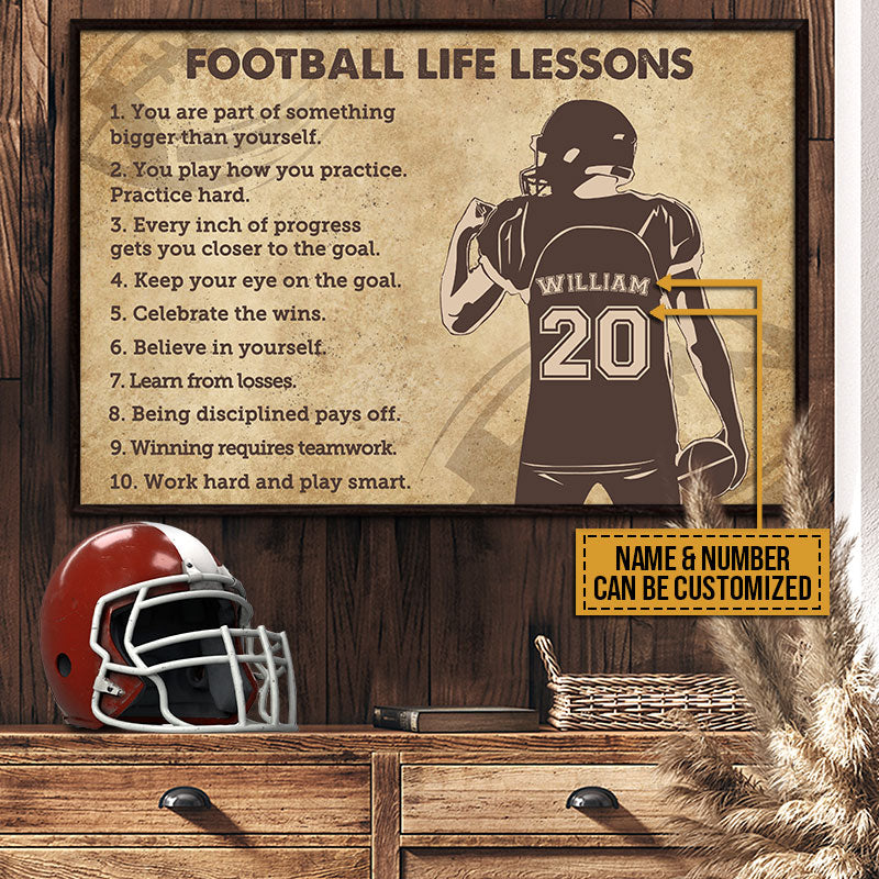 American Football Life Lessons Custom Poster, Sport Motivation, Football Room Decor