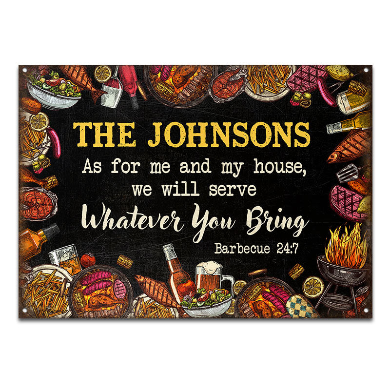As For Me And My House Grilling BBQ Yard Decor - Personalized Custom Classic Metal Signs