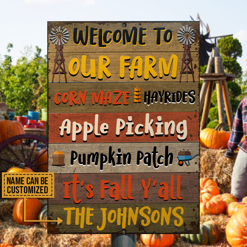 Autumn Farm Corn Maze Hayrides Custom Classic Metal Signs, Fall Season, Farm Decor