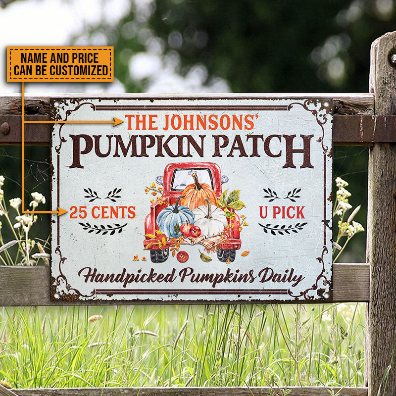 Autumn Farm Pumpkins Patch, Farm Decor, Harvest Season, Custom Classic Metal Signs