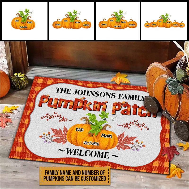 Autumn Pumpkin Patch Family Welcome Custom Doormat, Fall Season, Fall Decor, Farmhouse Decor