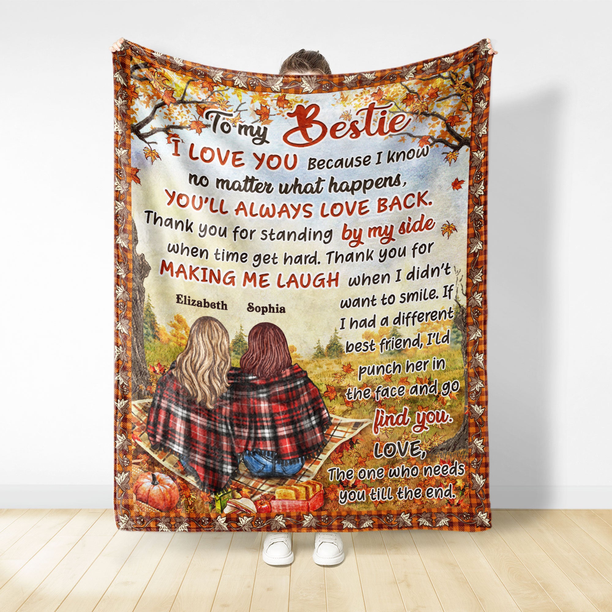 Autumn Flannel Bestie I Love You - Personalized Custom Blanket