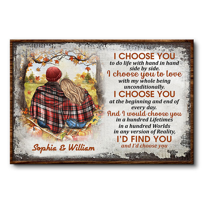 Autumn Flannel Couple I Choose You - Personalized Custom Poster