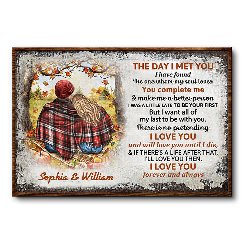 Autumn Flannel Couple The Day I Met You - Personalized Custom Poster