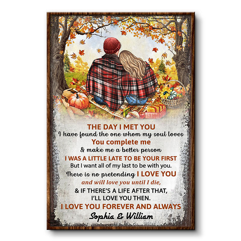 Autumn Flannel Couple The Day I Met You Vertical- Personalized Custom Poster