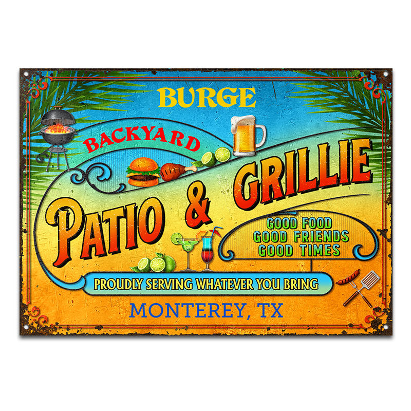 Good Food Good Friends Grilling Summer - Personalized Custom Classic Metal Signs