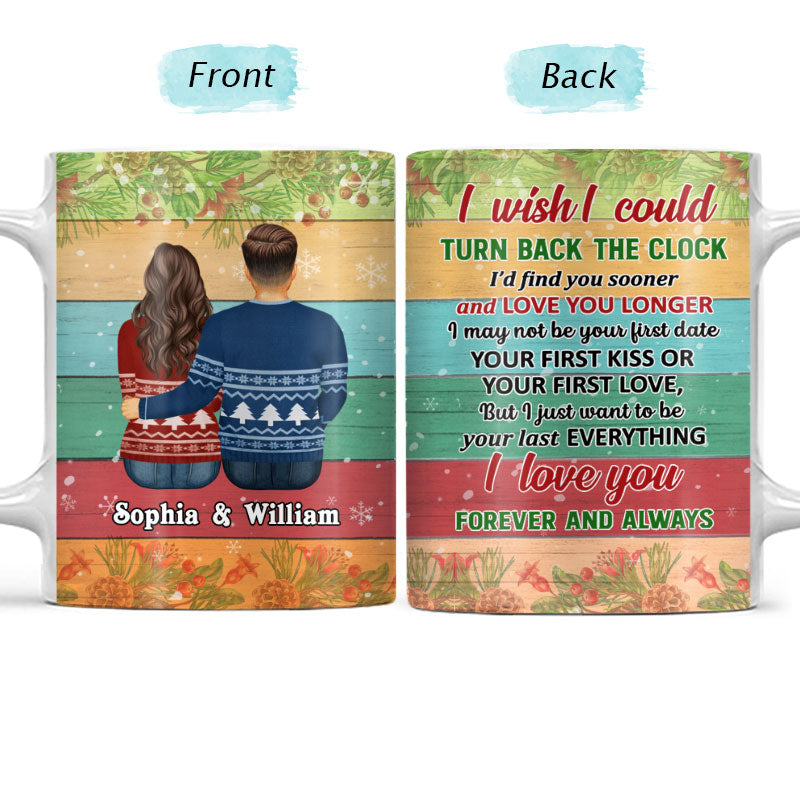 Turn Back The Clock Winter Colorful Sweatshirt - Couple Gift - Personalized Custom White Edge-To-Edge Mug
