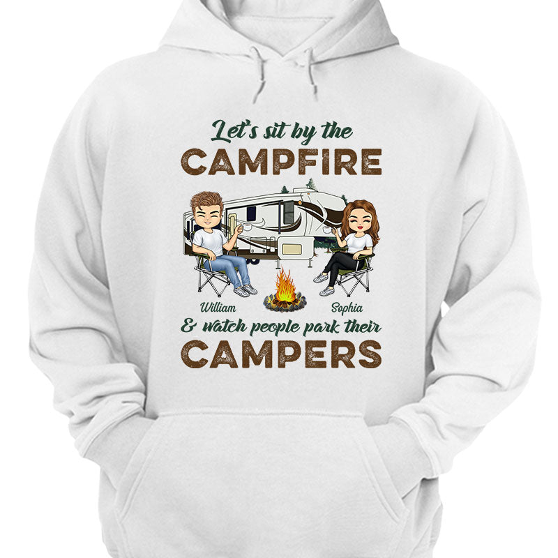 Let's Sit By The Campfire Husband Wife Camping - Couple Gift - Personalized Custom T Shirt