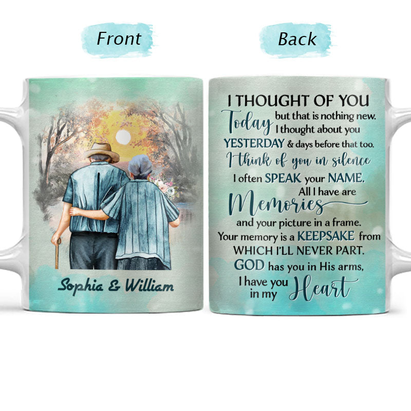 I Thought Of You Today Family Old Couple - Memorial Gift - Personalized Custom White Edge-to-Edge Mug