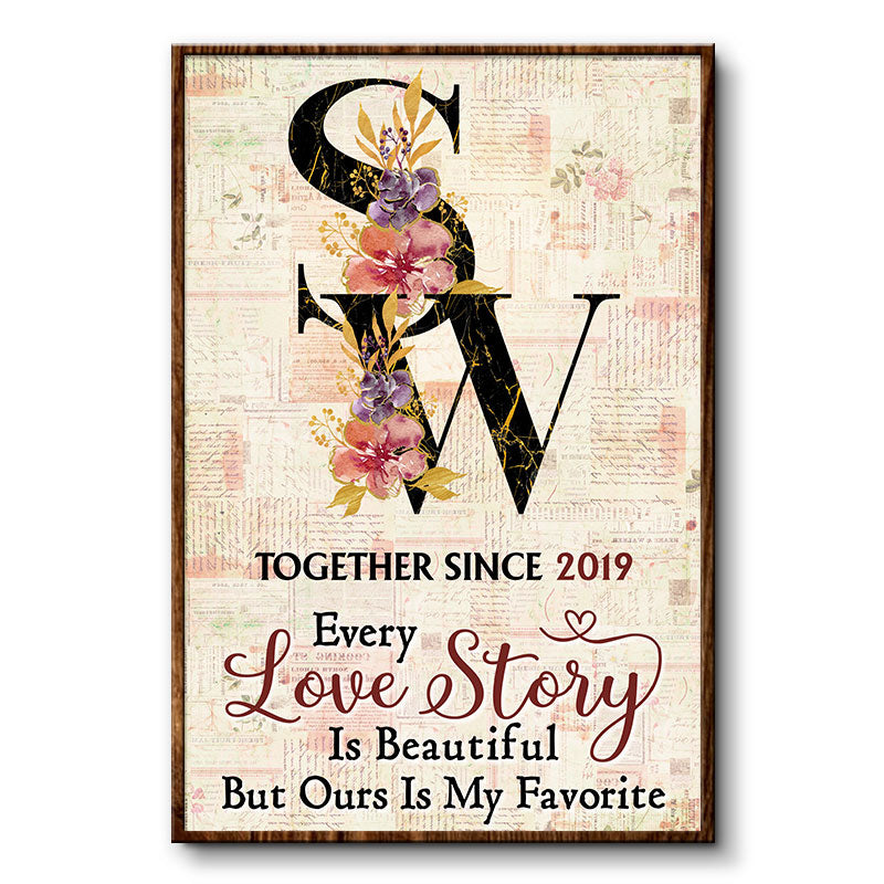 Together Since Floral Alphabet - Couple Gift - Personalized Custom Poster