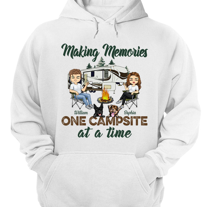 Making Memories One Campsite At A Time Dogs Camping Husband Wife - Couple Gift - Personalized Custom T Shirt