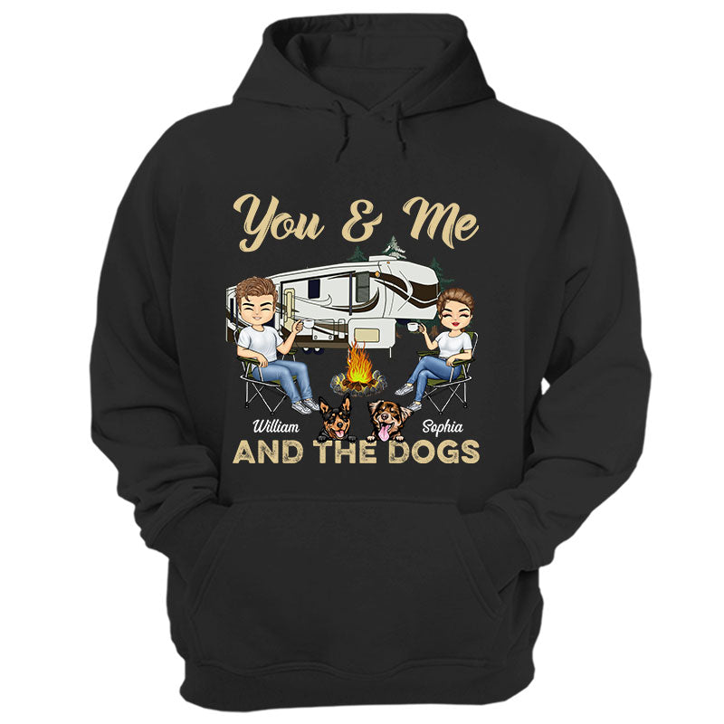 You & Me And The Dogs Camping Husband Wife Black - Couple Gift - Personalized Custom T Shirt