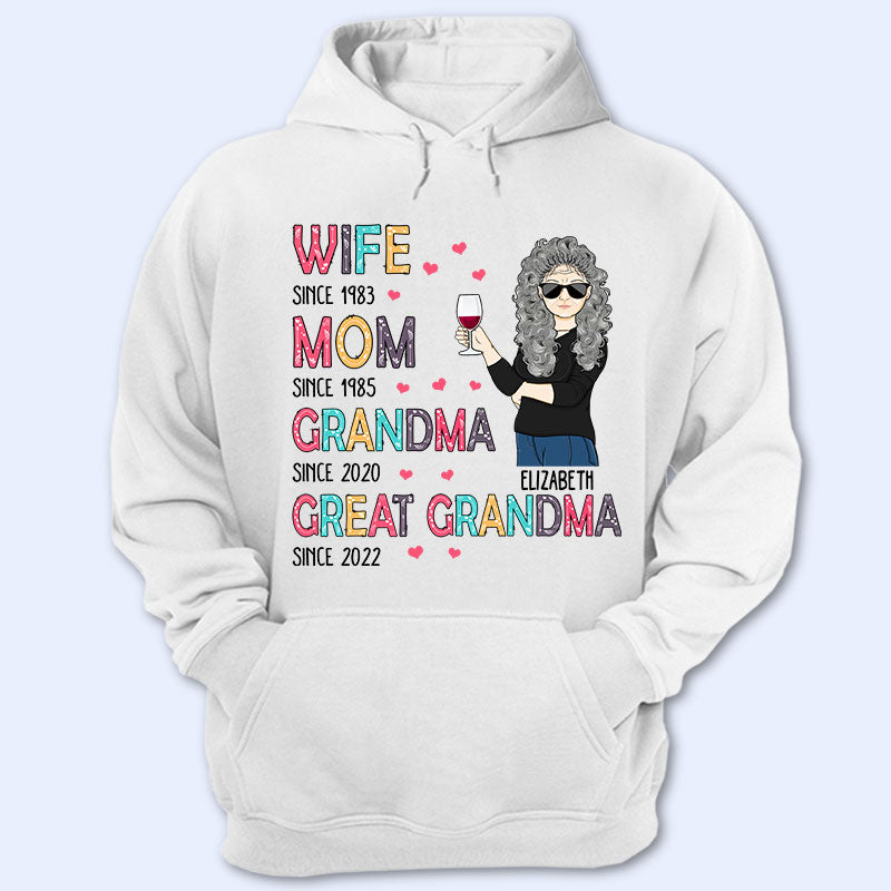 Wife Mom Grandma Great Grandma - Mother Gift - Personalized Custom T Shirt