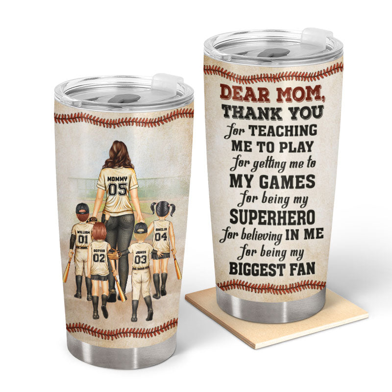 Baseball Dear Mom Thank You For Teaching Me - Gift For Mother - Personalized Custom Tumbler