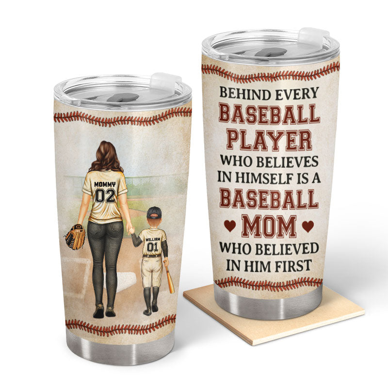 Baseball Mom Behind Every Baseball Player - Gift For Mother - Personalized Custom Tumbler