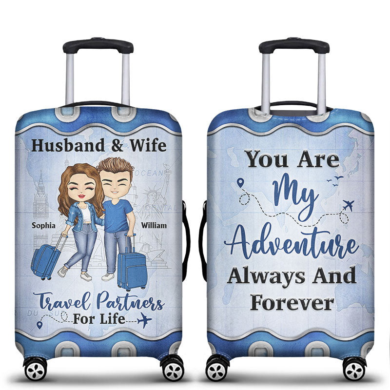 Travel Couple Travel Partners For Life - Couple Gift - Personalized Custom Luggage Cover
