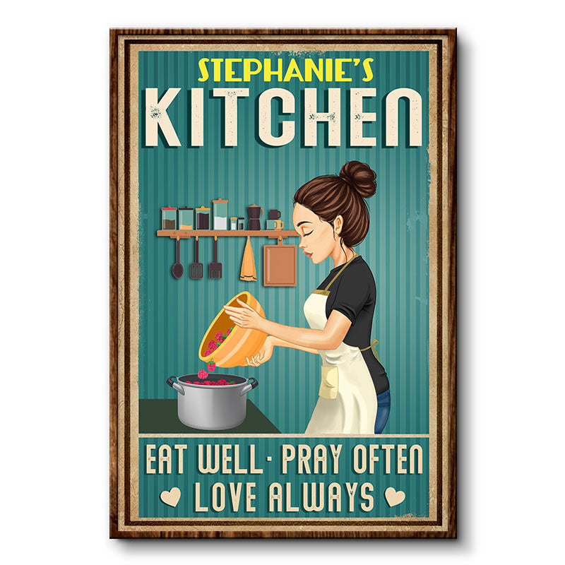 Kitchen Eat Well Pray Often Love Always Baking Cooking - Personalized Custom Poster