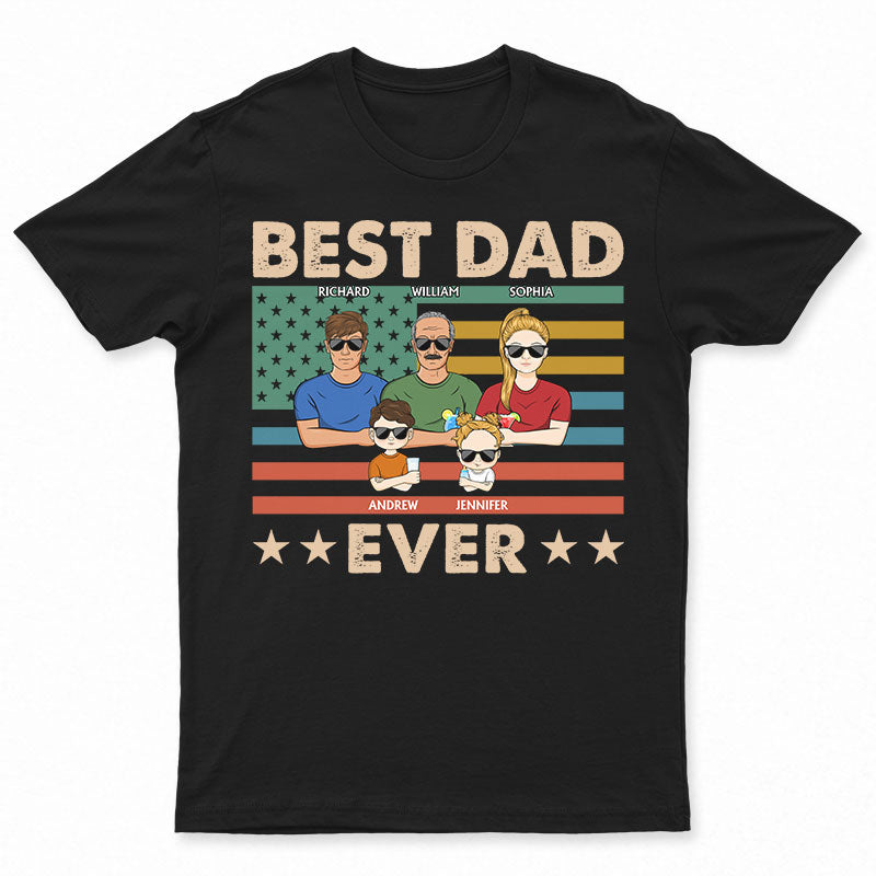Best Dad Ever Retro Stars Stripes - Gift For Father - Personalized Custom T Shirt