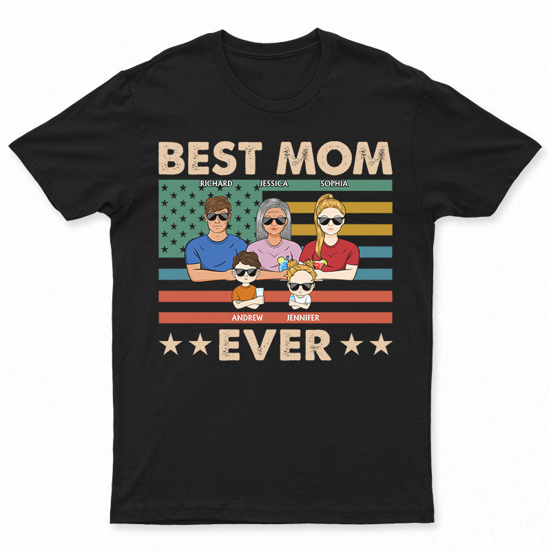 Best Mom Ever Retro Stars Stripes - Gift For Mother - Personalized Custom T Shirt