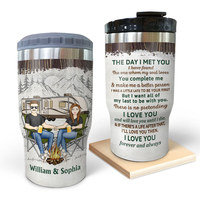 Camping Family Couple The Day I Met You - Couple Gift - Personalized Custom Triple 3 In 1 Can Cooler