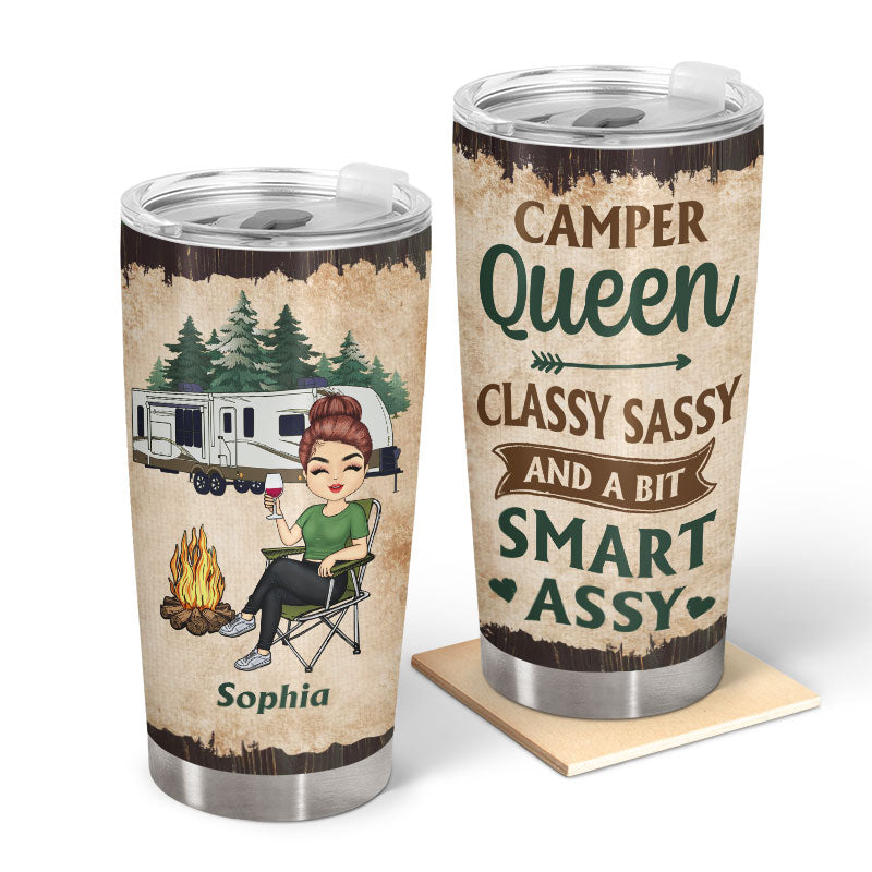 Camper Queen Classy Sassy - Gift For Camping Lovers - Personalized Custom Tumbler