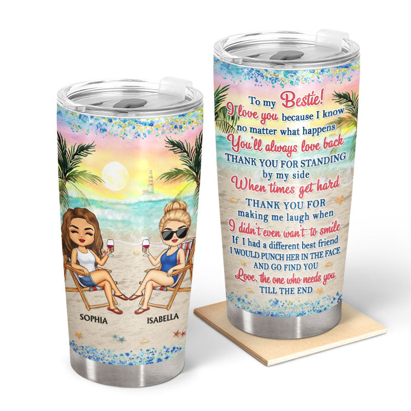 Thank You For Standing By My Side Beach Traveling Best Friends - Bestie BFF Gift - Personalized Custom Tumbler