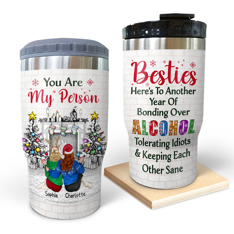 Best Friends Here's To Another Year Of Bonding Over Alcohol - Christmas Gift For Siblings And Colleagues - Personalized Custom Triple 3 In 1 Can Cooler