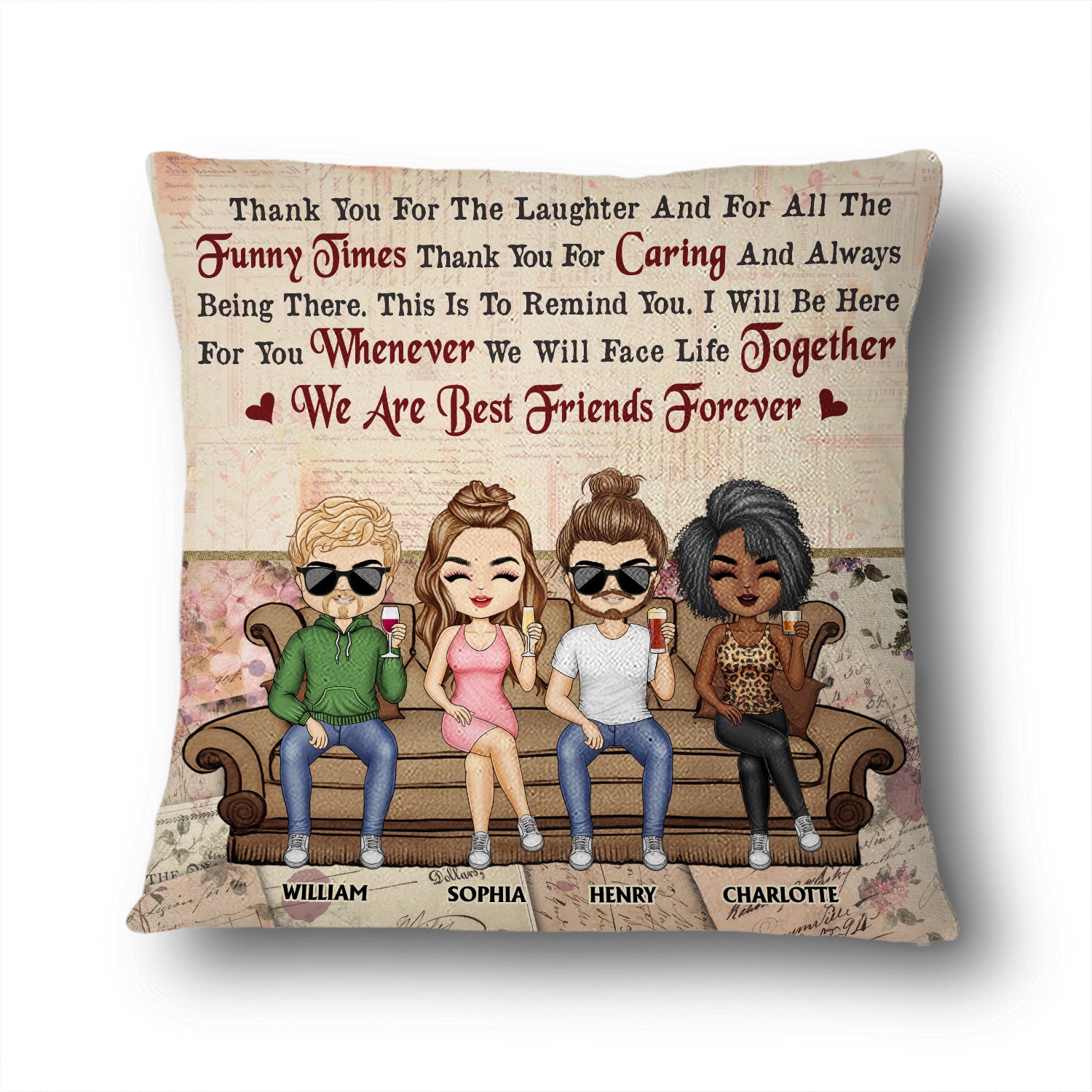 Thank You For The Laughter And For All The Funny Times Best Friends Besties Sisters Brothers Siblings Family - Housewarming Gifts - Personalized Custom Pillow