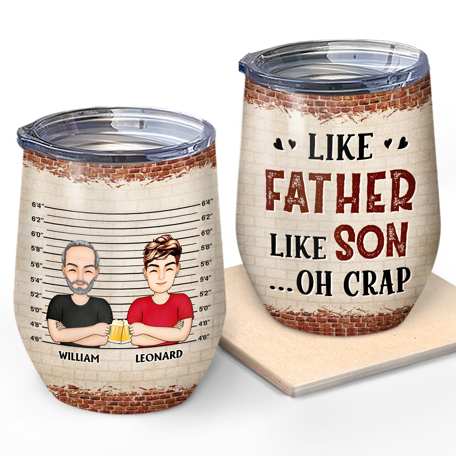 Like Father Like Daughter Son Oh Crap - Birthday, Loving Gift For Dad, Grandpa, Grandfather - Personalized Custom Wine Tumbler