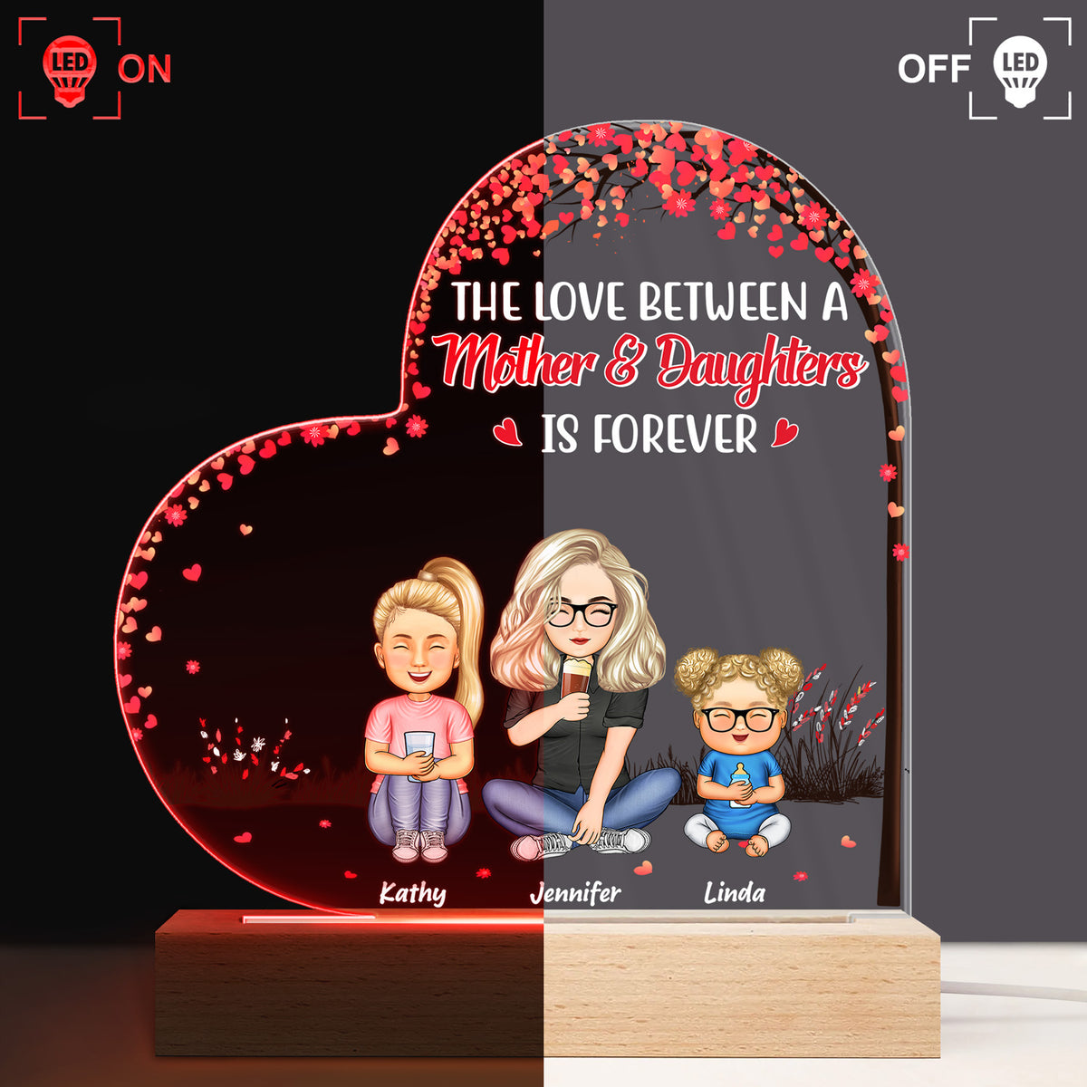 The Love Between Mother And Children - Gift for mom, daughter, son -  Personalized Shaped Plaque Light Base